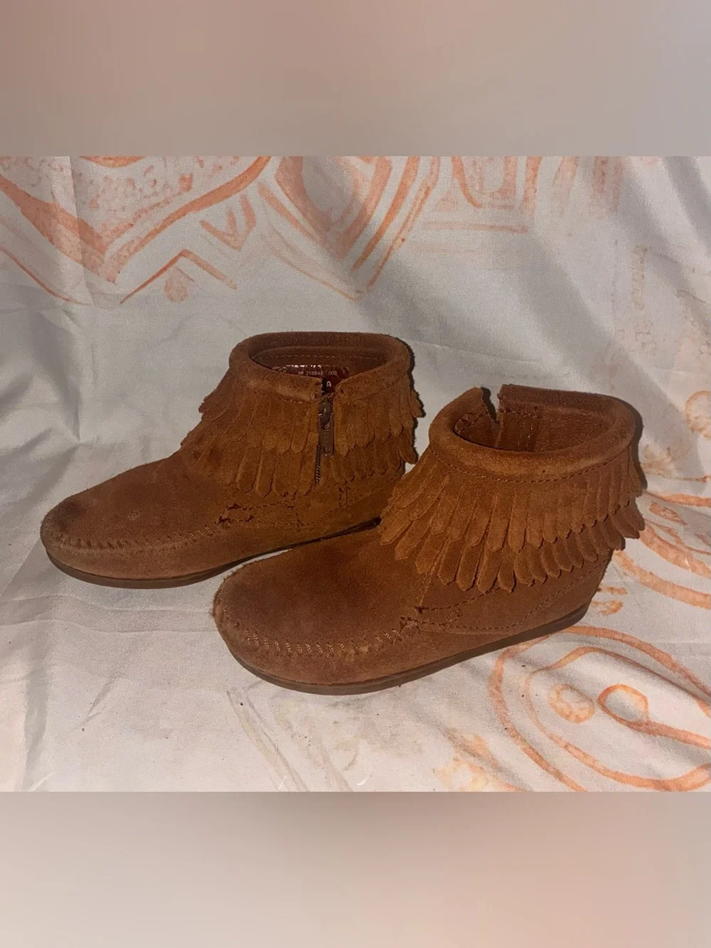 Minnetonka Kids Brown Suede Fringe Moccasins